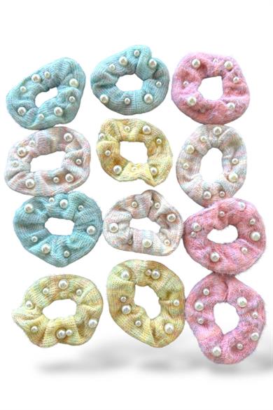 12li Karışık Renk İnci Detaylı Simit Toka Set
