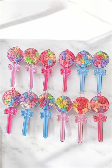 12li Karışık Renk Lolipop Figürlü Toka Set