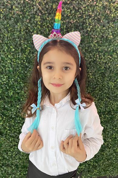 12li Karışık Renk Örgü Detaylı Unicorn Taç