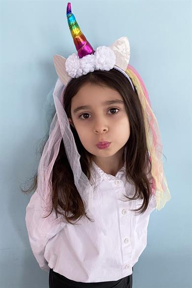 12li Karışık Renk Pelerin Detaylı Unicorn Taç