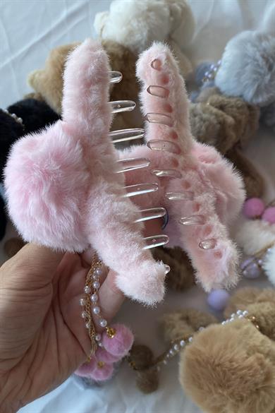 12li Karışık Renk Peluş Mandal Toka Set