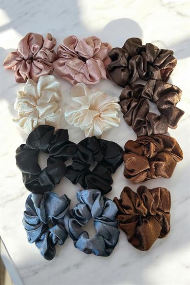 12li Karışık Renk Saten Simit Toka Set