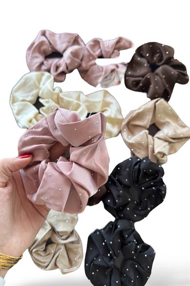 12li Karışık Renk Taş Detaylı Saten Simit Toka Set