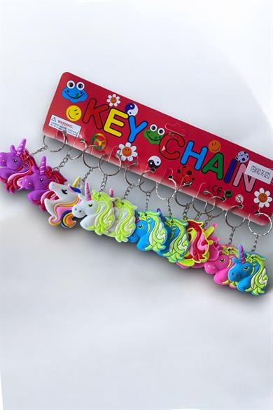 12li Karışık Renk Unicorn Figürlü Anahtarlık Set