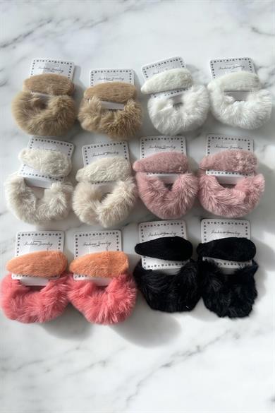 12li Karışık Renk Yan Toka Ve Simit Toka Peluş Toka Set 