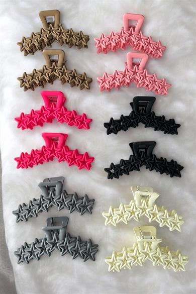 12li Karışık Renk Yıldız Figürlü Mandal Toka Set