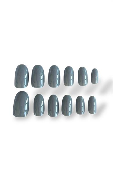 12li Koyu Gri Renk Takma Tırnak Set (Yapıştırıcılı)