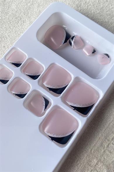 12li Pembe Ve Siyah Renk Ayak Takma Tırnak 
