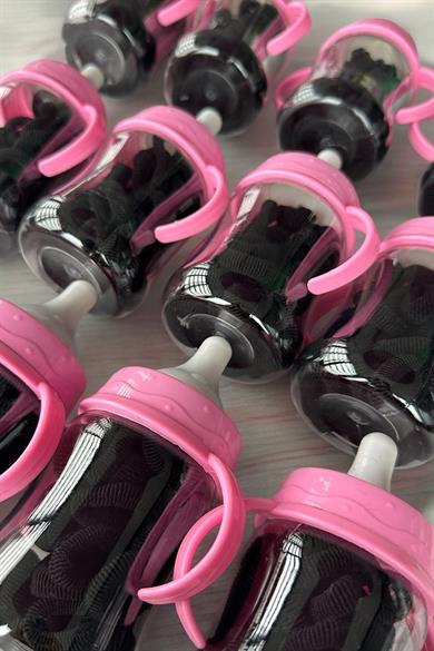 12li Siyah Renk Biberek Figürlü Havlu Toka Set