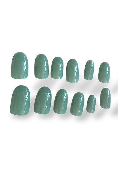 12li Yeşil Renk Takma Tırnak Set (Yapıştırıcılı)