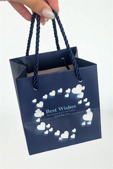 Mavi Renk Gül Detaylı Yüzük Kolye Kutusu