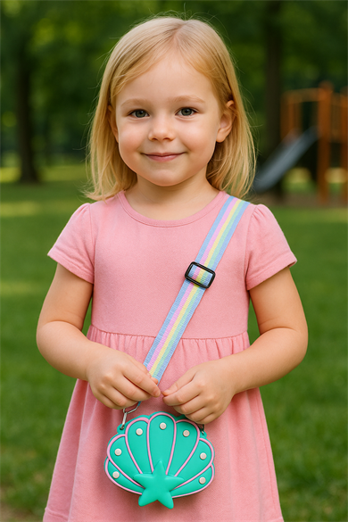 Yeşil Renk Deniz Kabuğu Figürlü Çocuk Çanta