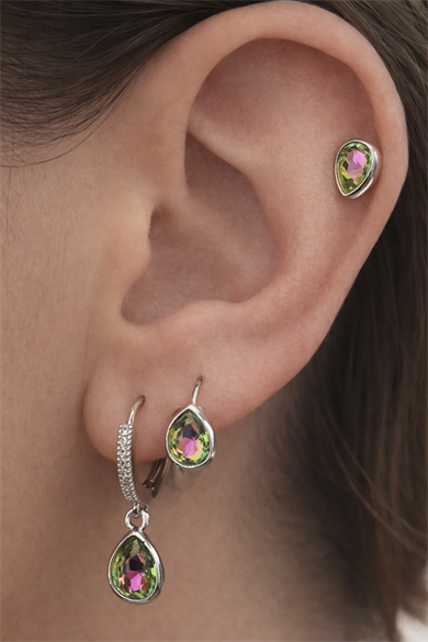 Gümüş Renk Taş Detaylı 3lü YSX Küpe