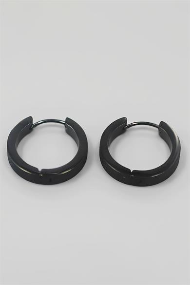 Siyah Renk Unisex Halka Küpe (Çift)