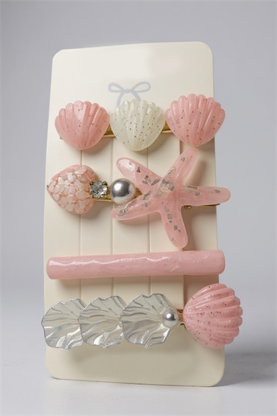 4lü Pembe Renk Karışık Figürlü Toka Set