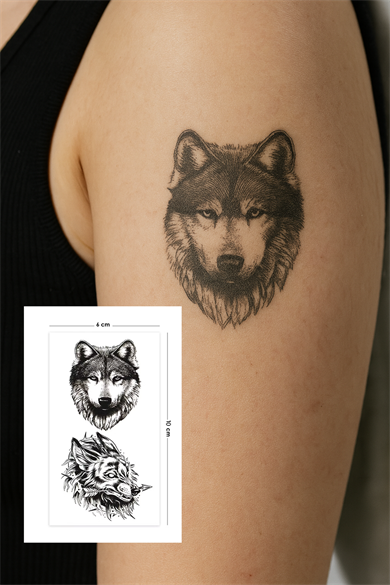 Geçici Kurt Figürlü Dövme Tatto