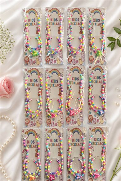 12li Karışık Figürlü Çocuk Kolye/Bileklik Set