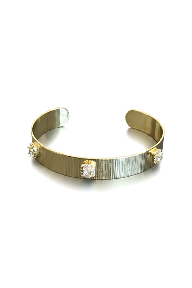 Altın Renk Taşlı Kelepçe Bileklik