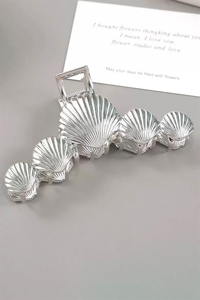 Gümüş Renk Deniz Kabuğu Figürlü Metal Mandal Toka