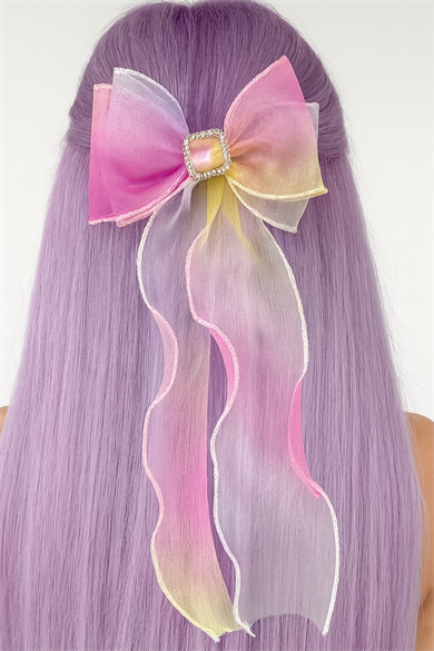 Karışık Renk Taş Detaylı Kurdele Otomat Toka