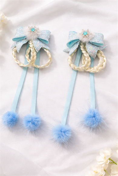 Mavi Renk Kurdele Figürlü 2li Yan Toka