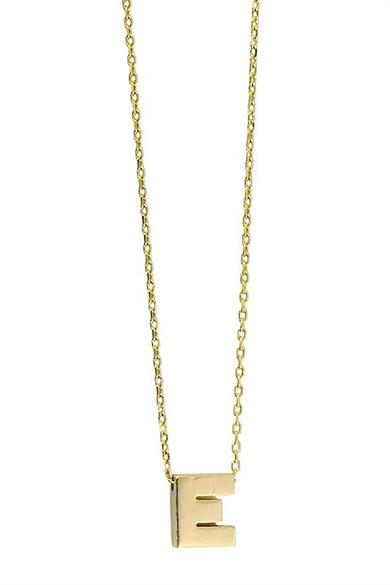 Altın Renk E Harf Çelik Kolye