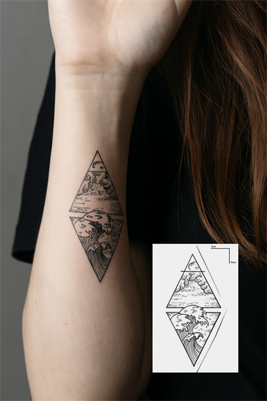 Geçici Dalga Figürlü Mini Dövme Tattoo