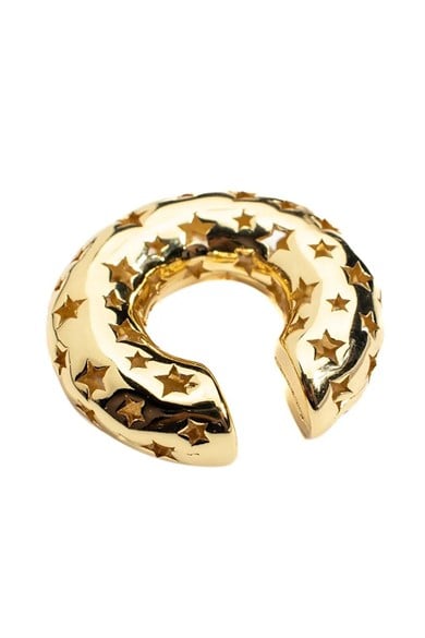 Altın Renk Yıldız Figürlü Halka Tx Ear Cuff (Tek)