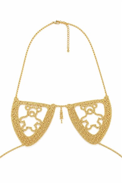 Altın Renk Ayıcık Figürlü Taş Detaylı Bikini Üstü /Bralet /Vücut Aksesuarı