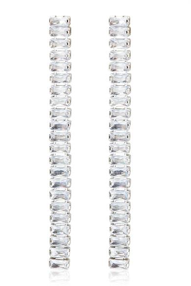 Gümüş Renk Taş Detaylı Su Yolu Küpe (Çift)