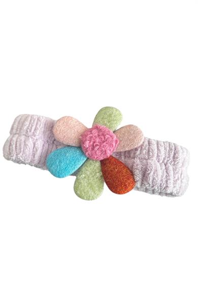 Mor Renk Çiçek Figürlü Peluş Saç Bandı