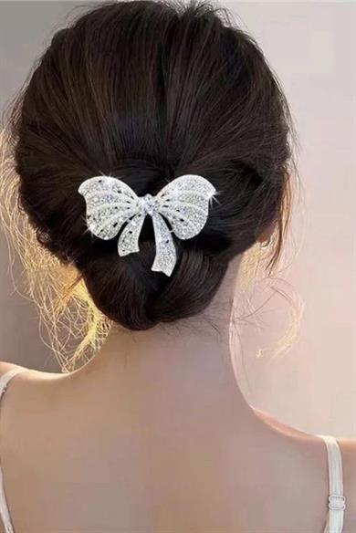 Gümüş Renk Kurdele Figürlü Taşlı Otomat Toka