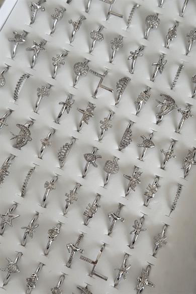 Gümüş Renk 100 Adet Eklem Yüzük Set