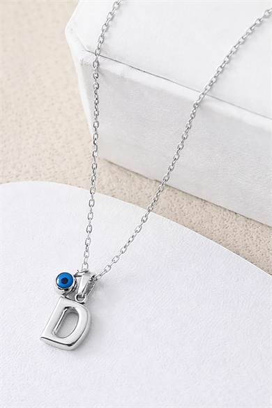 Gümüş Renk D Harf Çelik Kolye