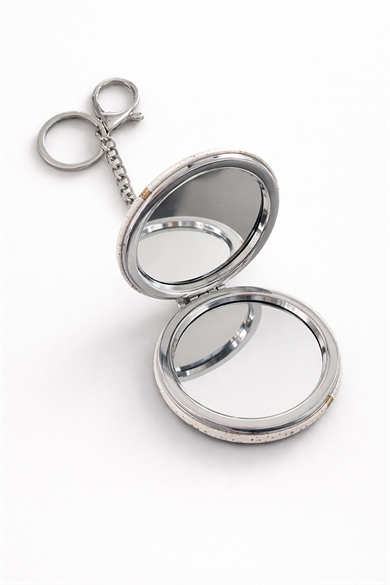 Karışık Renk Tüy Figürlü Cep Aynası