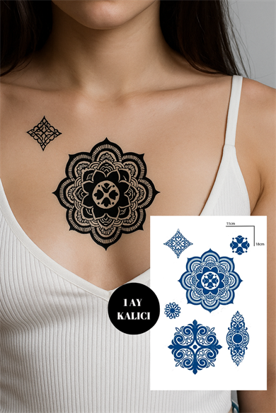 Trabel Figürlü 12 Saat Sonra Kararan Geçici Orta Dövme Tattoo