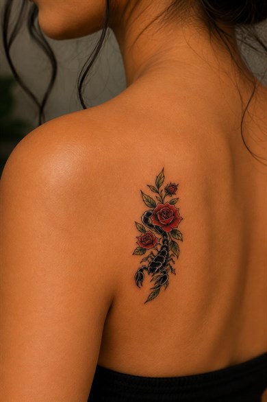 Gül Ve Yengeç Mini Geçici Dövme Tattoo