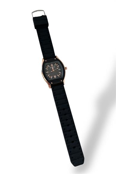 Siyah Renk Silikon Kordonlu Kadın Saat