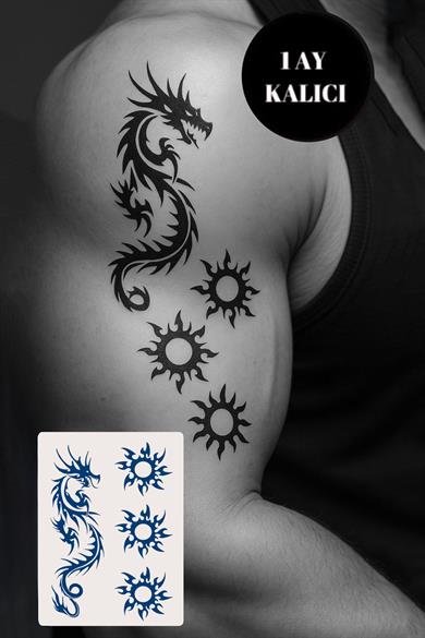 Ejderha Figürlü 12 Saat Sonra Kararan Geçici Mini Dövme Tattoo