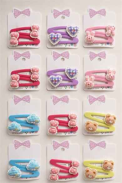 12li Karışık Renk Yan Toka Set