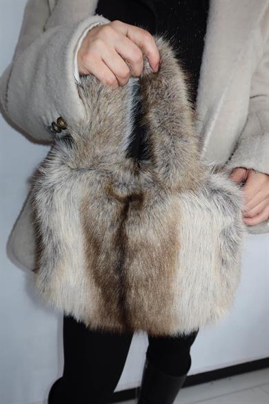 Kahverengi Peluş Kadın Çanta