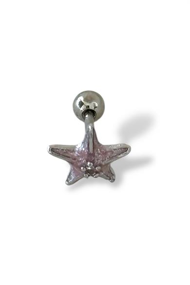 Gümüş Renk YıldızFigürlü Çelik Tragus/Kıkırdak Küpe/Piercing (Tek)