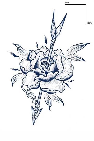 Gül Ve Ok Figürlü 12 Saat Sonra Kararan Geçici Mini Dövme Tattoo
