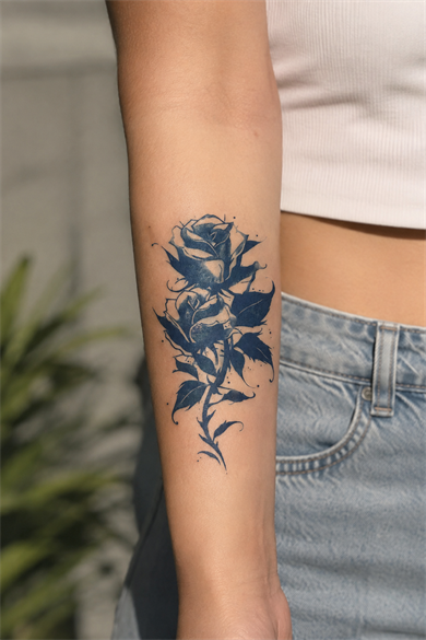 Gül Sonradan Kararan Yarı Kalıcı Geçici Dövme Tattoo