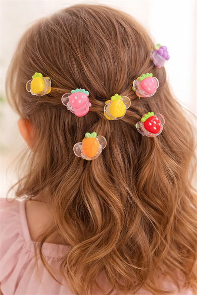 10lu Karışık Figürlü Mini Mandal Toka Set