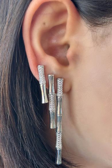 Gümüş Renk Taş Detaylı YSX Küpe 3lü