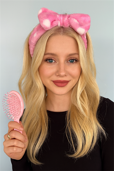 Pembe Renk Saç Bandı Ve Tarak Set