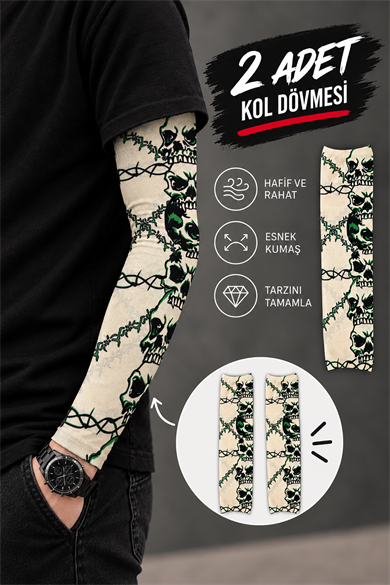 Karışık Renk Ve Desenli Giyilebilir Dövme Sleve (Çift)