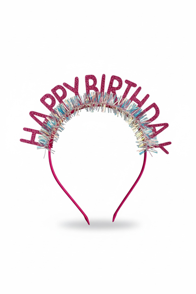 Pembe Renk Happy Birthday Yazılı Taç