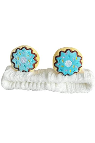 Beyaz Renk Donut Figürlü Peluş Saç Bandı